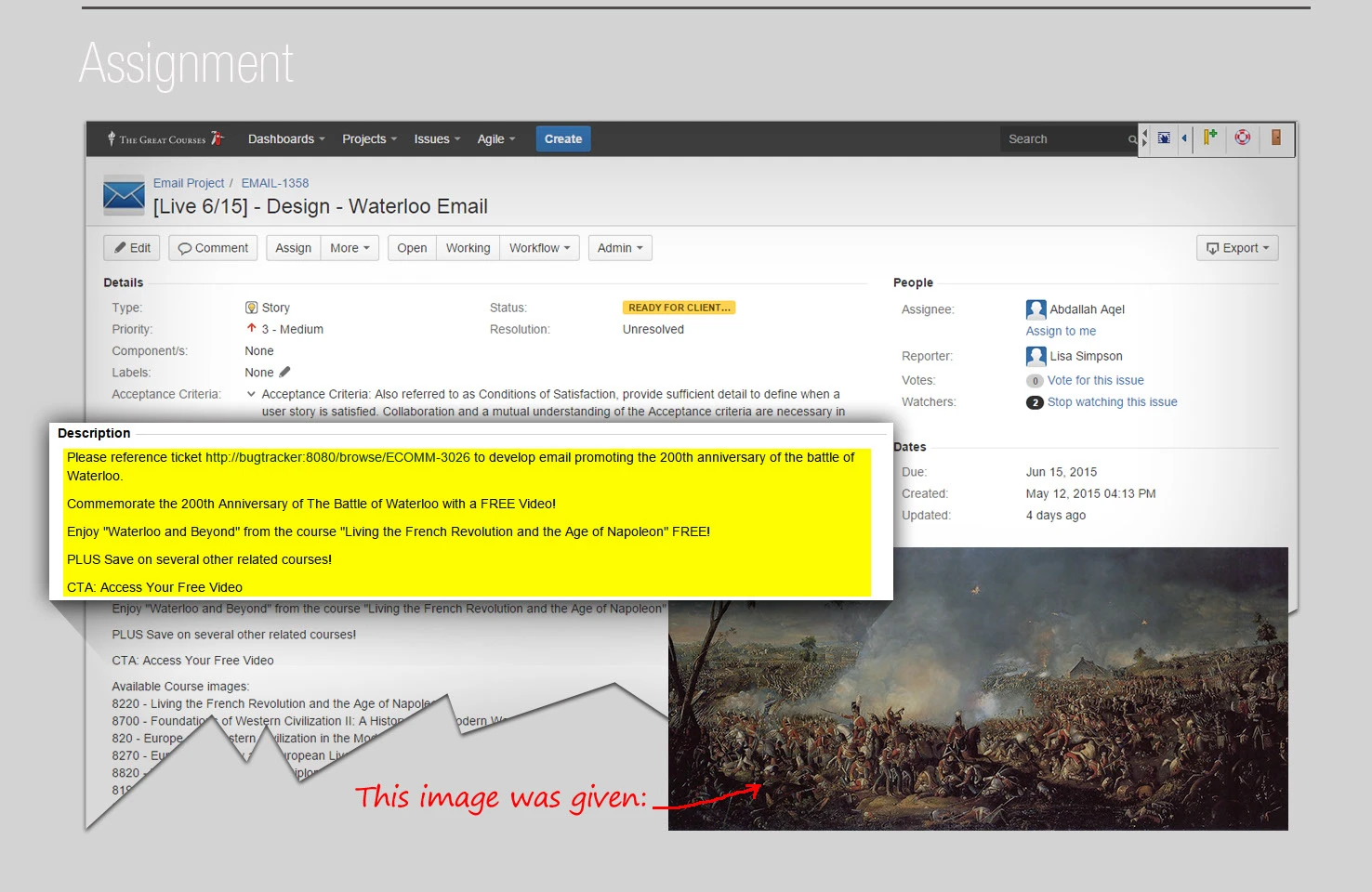 Campaign assignment and visual source material